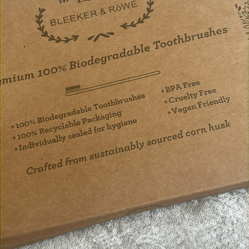 Brand New 10-Pack Biodegradable Eco-Friendly Toothbrushes Individually Sealed